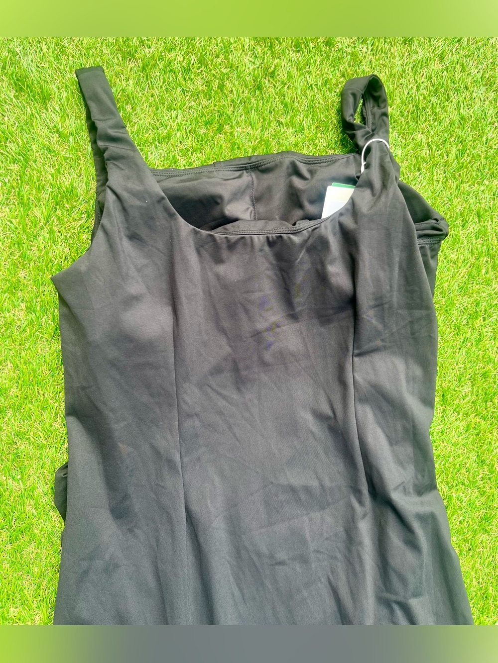 HALARA SoftlyZero Airy Square Neck Ruched Bodycon Black Dress NEW - Picture 11 of 11